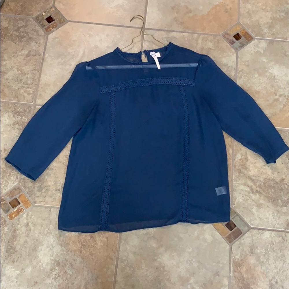 navy blue sheer blouse